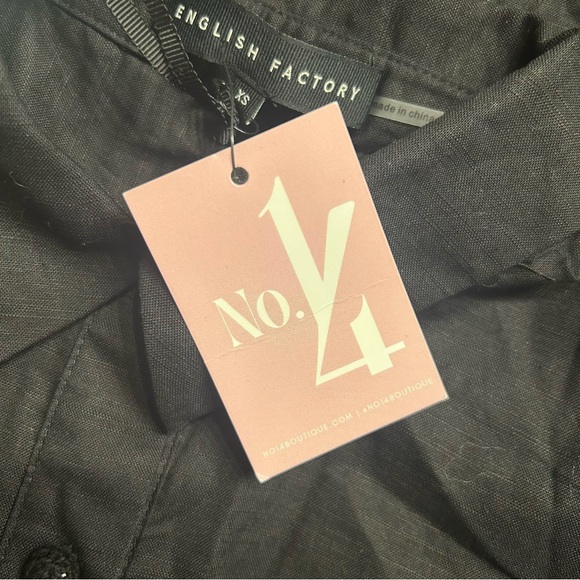 *NWT* English Factory Women’s Black Embroidered Lace Linen Blend Shirt, Size XS - Picture 13 of 16